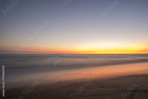 Beautiful sunset over the mediterranean sea. Sabaudia, Italy.