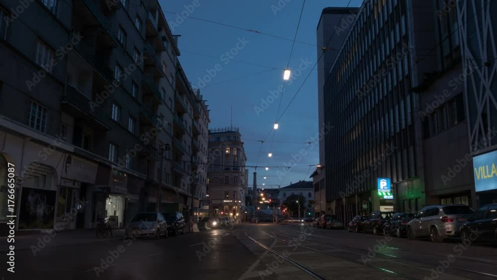 Timelapse of a street in Vienna at dusk Timelapse of a street in Vienna at dusk