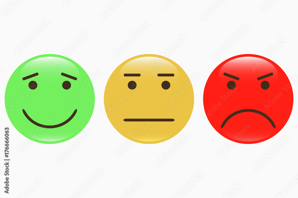 Emoticons. Set of smiley icons. Feedback emotions face. Positive ...