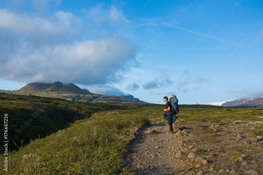 Trekking in Skaftafell national park in Iceland