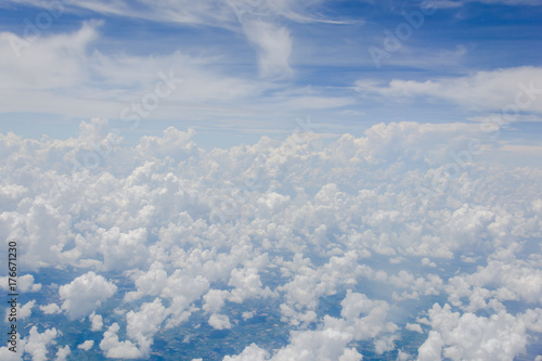 Skyline View above the Clouds from air plane