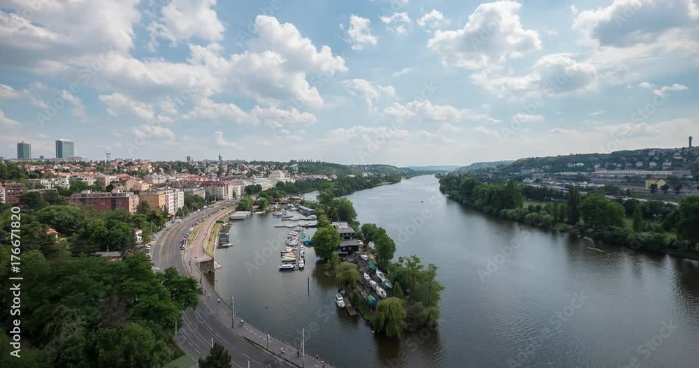 Timelapse of Vltava River seen from Vysehrad Timelapse of Vltava River seen from Vysehrad