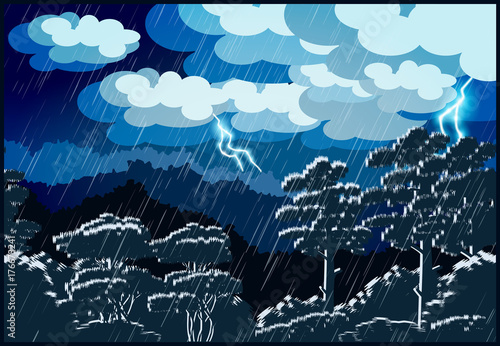 Thunderstorm forest