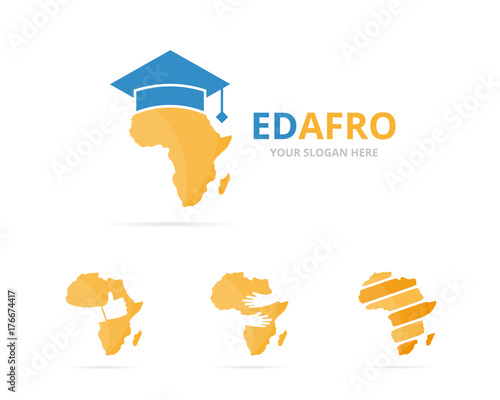 Set of africa logo combination. Safari and study symbol or icon. Unique geography, continent and college logotype design template.