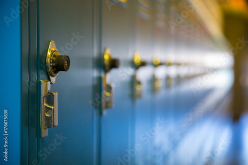 Fototapeta Row of blue school lockers