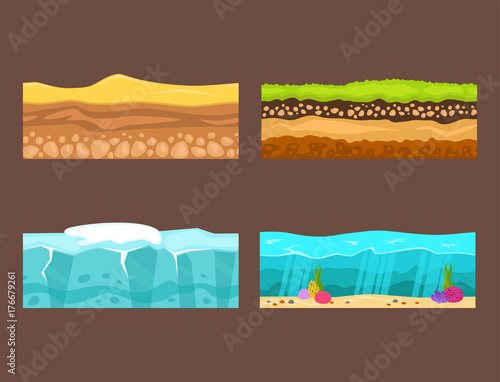 Illustration of cross section of ground agriculture country gardening ground slices land piece nature outdoor vector.