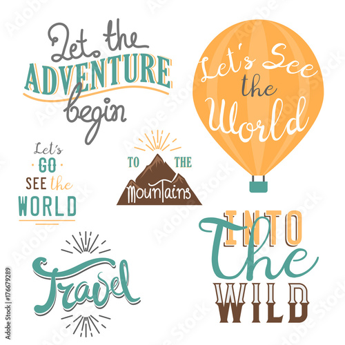 Vintage typography travel motivation badge nature adventure vector adventure emblem illustration