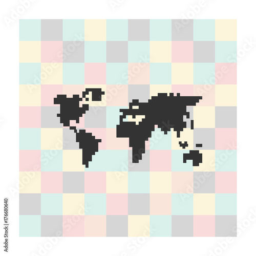 Vector pixel icon map on a square background