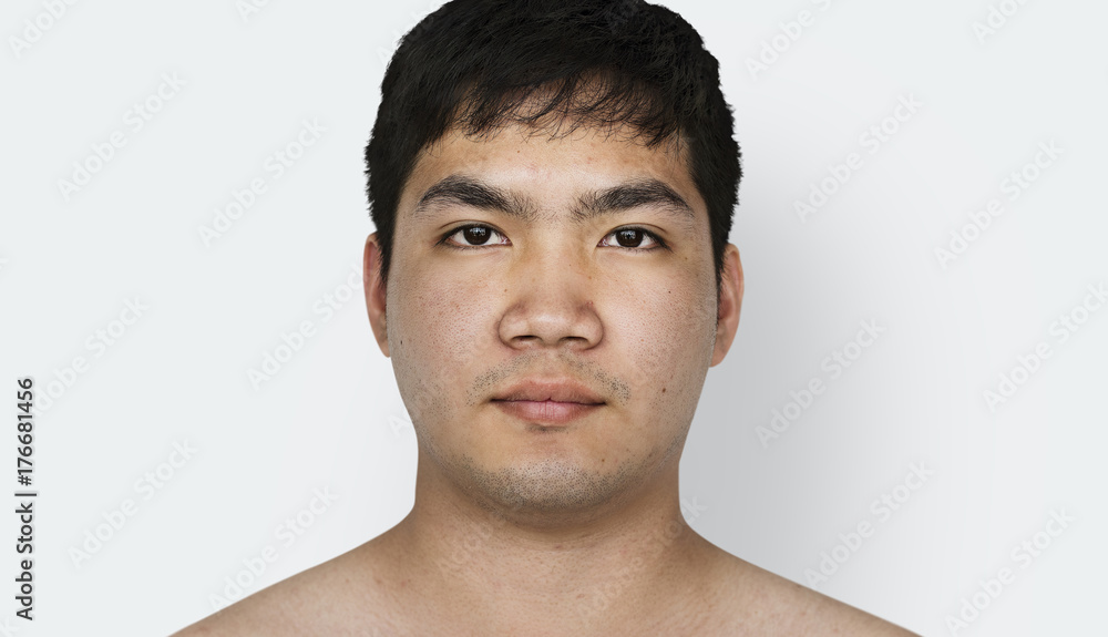 Obraz premium Man photoshooting in studio close up photograph