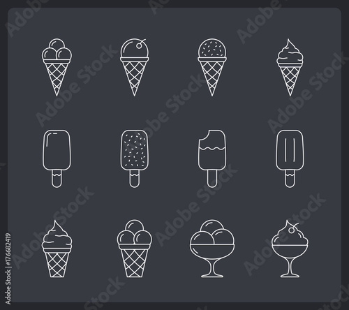 Ice Cream Line Icons