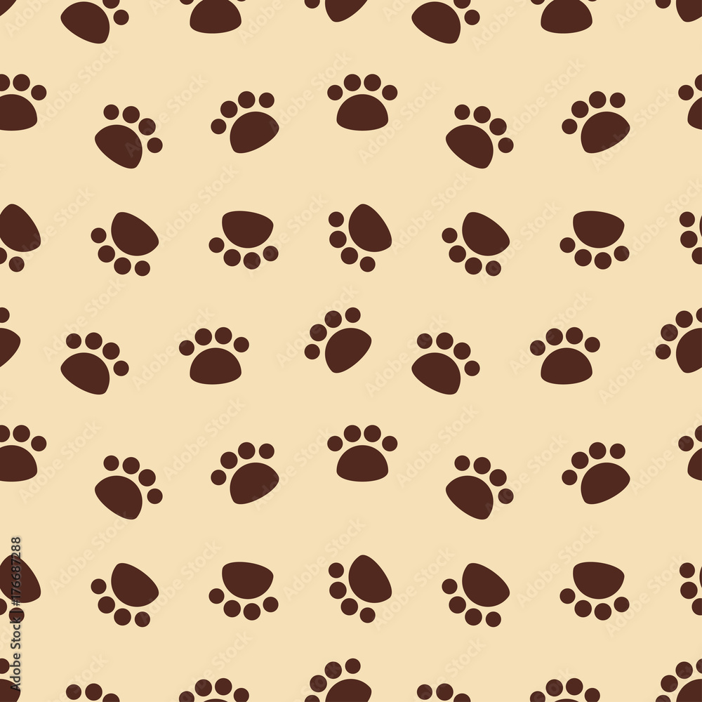 Obraz premium seamless pattern with brown animal footprints
