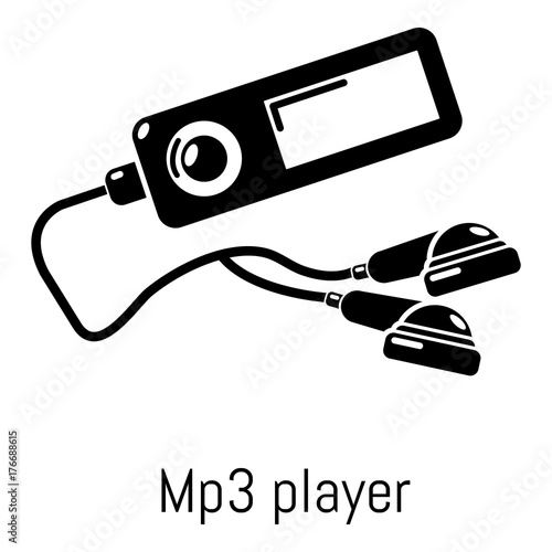 Mp3 player icon, simple black style photo