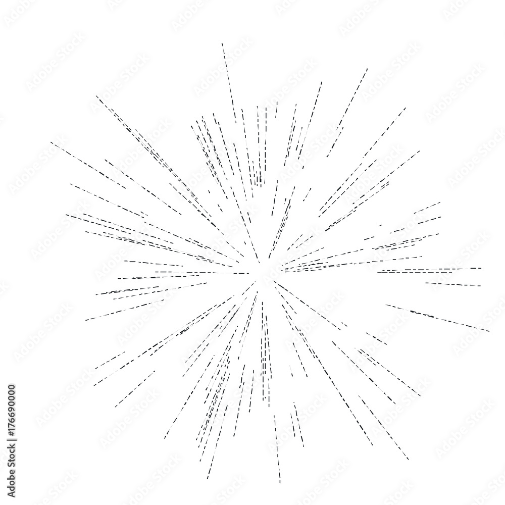 Fototapeta premium Sun burst, star burst sunshine. Radiating from the center of thin beams, lines. Abstract explosion, speed motion lines