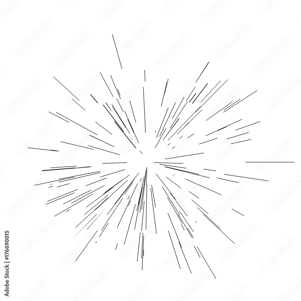 Fototapeta premium Sun burst, star burst sunshine. Radiating from the center of thin beams, lines. Abstract explosion, speed motion lines 