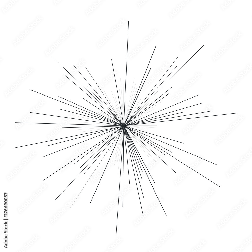 Fototapeta premium Sun burst, star burst sunshine. Radiating from the center of thin beams, lines. Dynamic style. Abstract explosion Design element