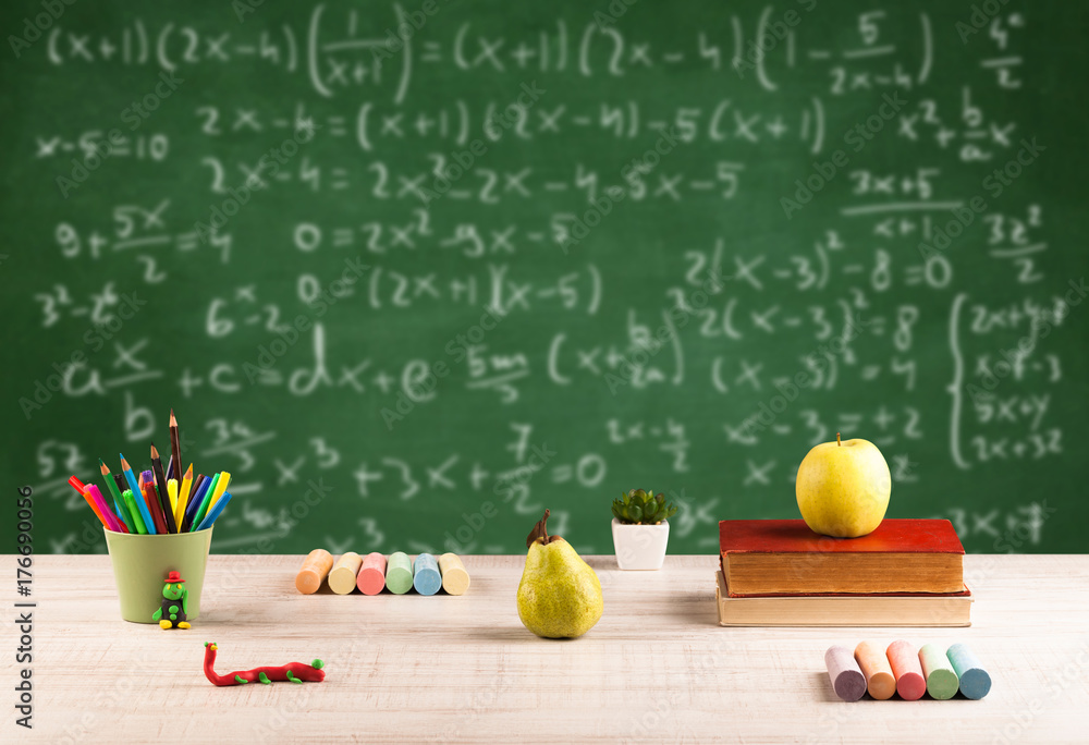 Math class from student school desk Math class from student school desk