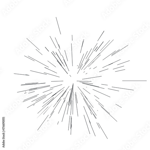 Sun burst  star burst sunshine. Radiating from the center of thin beams  lines.  Abstract explosion  speed motion lines 