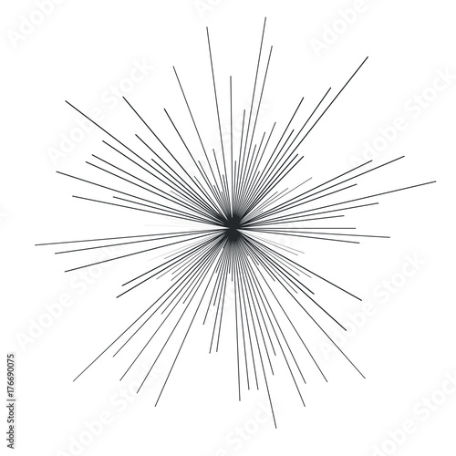 Sun burst  star burst sunshine. Radiating from the center of thin beams  lines.   Dynamic style. Abstract explosion Design element