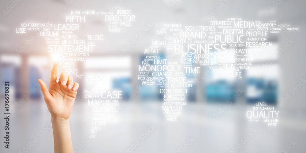 World map in office interior as symbol for international business and globalization World map in office interior as symbol for international business and globalization