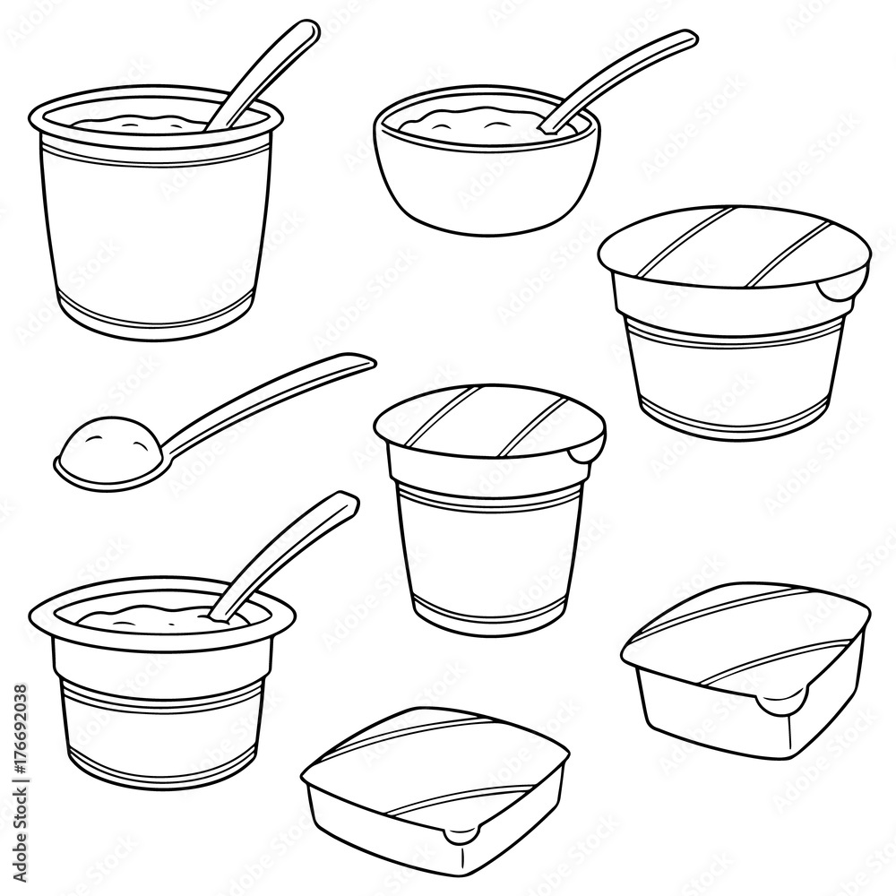 Obraz premium vector set of yogurt