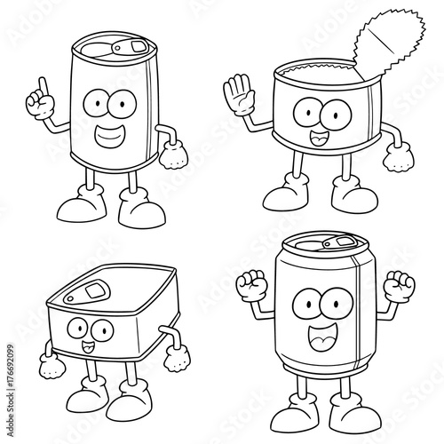 vector set of can cartoon