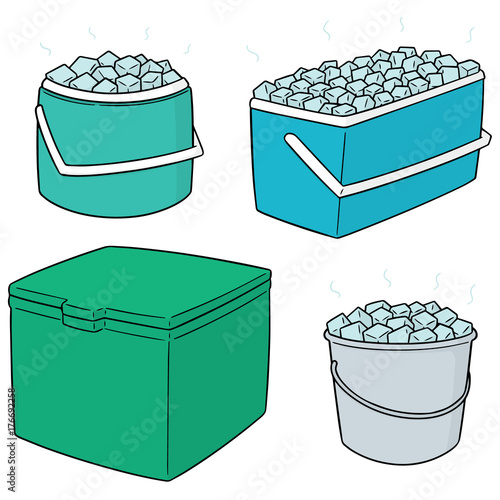 vector set of ice bucket