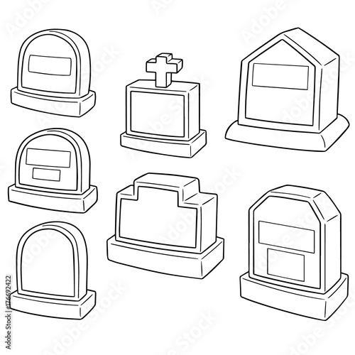 vector set of tombstone