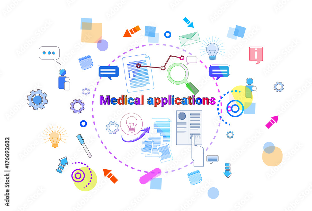 Healthcare Mobile App Banner Online Medical Therapy Applications, Medicine Treatment Concept Vector Illustration