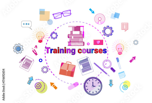 Training Courses Banner Online Education Elearning Concept Vector Illustration