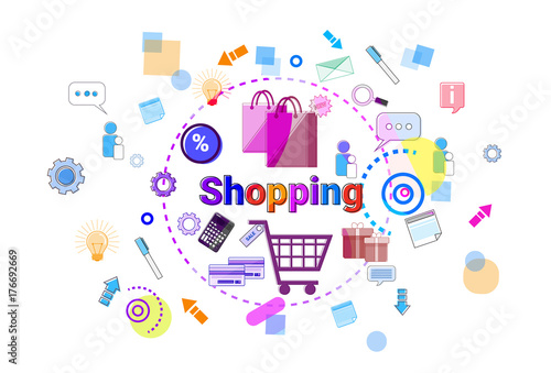 Shopping Online Concept Mobile Retail Store Internet Purchase Banner Vector Illustration