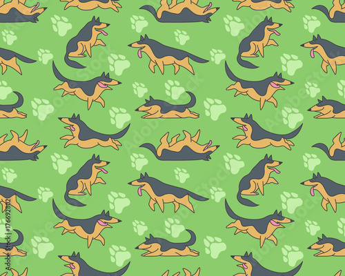 Seamless vector pattern with german shepherds