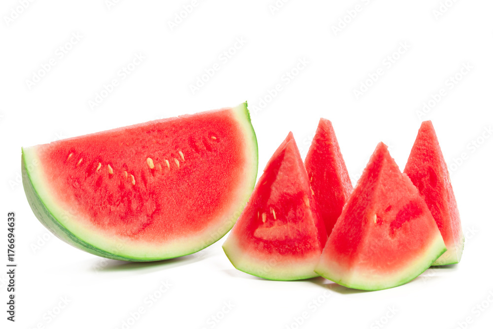 Slice of watermelon on white background