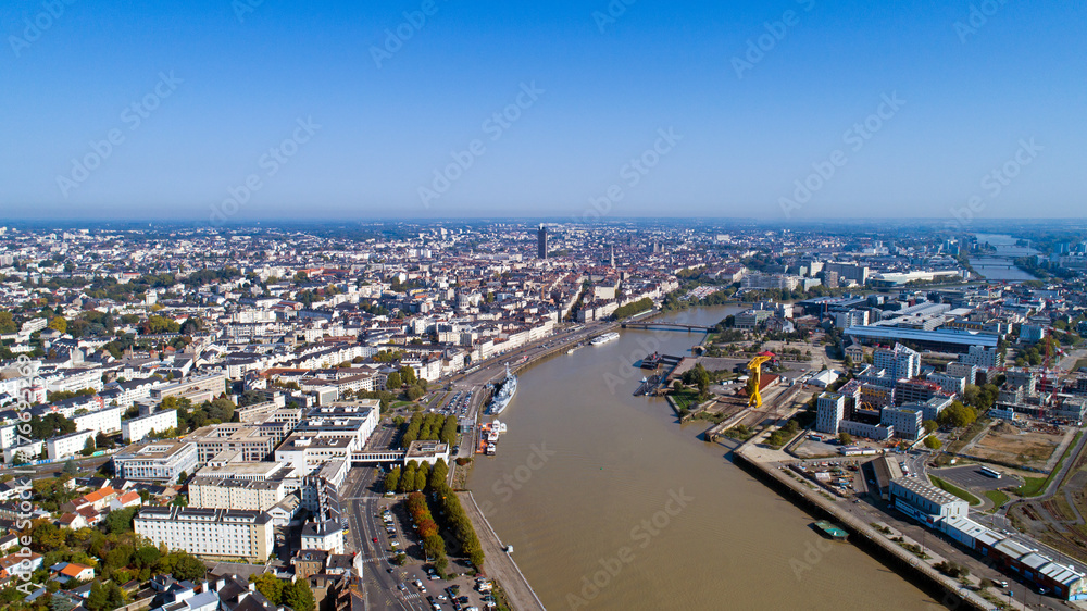 Photo aérienne du centre-ville de Nantes