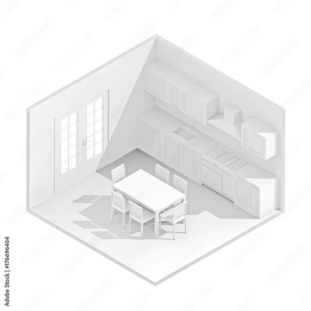 3d isometric rendering kitchen 3d isometric rendering kitchen