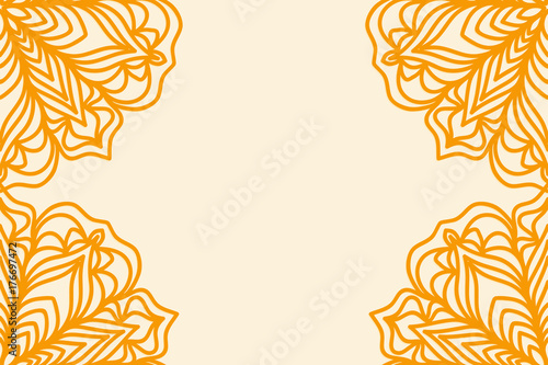 Wedding Invitation card with mandala. Template vector illustration. Orange color