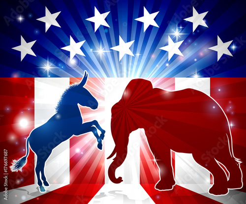 Donkey Versus Elephant Silhouettes