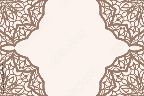 vintage background with floral mandala ornament. coffee color. Vector illustration. for greeting, invitation card. photo