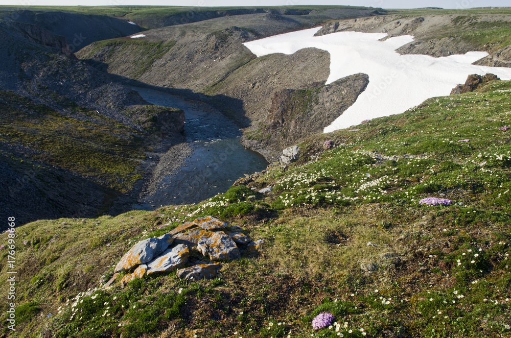 Fototapeta premium High canyon in the Arctic, on the polar island