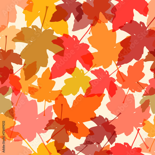 seamless autumn leaves background, vector