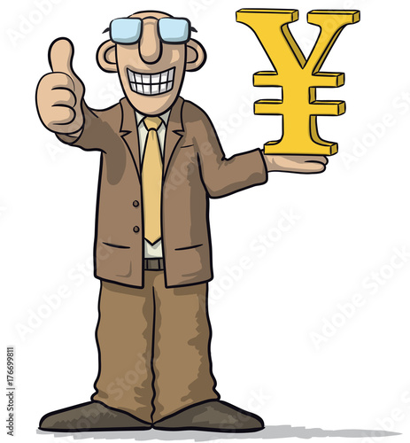 man with yen sign