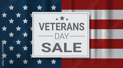 Veterans Day Sale Celebration Shopping Promotions And Price Discount National American Holiday Banner Vector Illustration