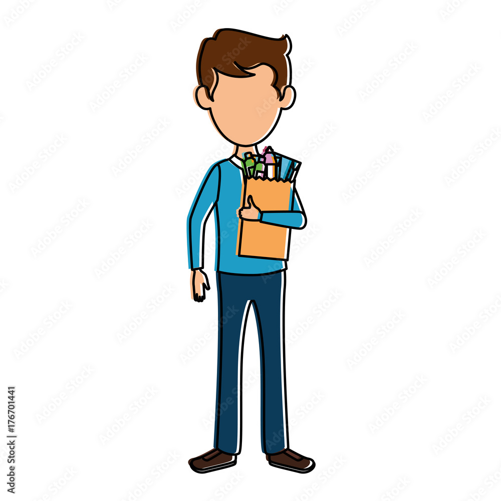 man with bag of groceries