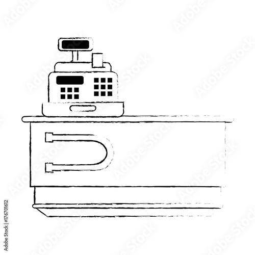 supermarket cash machine with desk