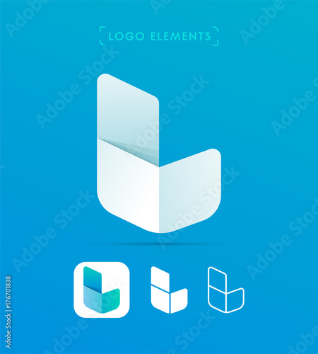 Vector abstract letter J logo template. Material design and flat origami paper style icon