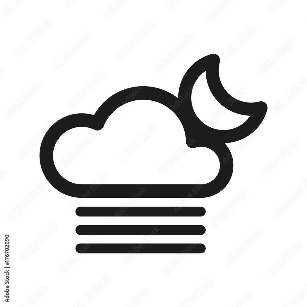 Cloud and moon line icon, foggy night Cloud and moon line icon, foggy night