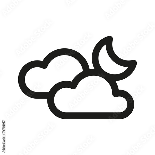 Cloud and moon line icon, cloudy night 