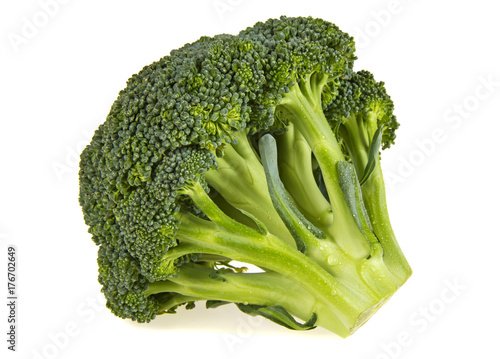 Broccoli with water drops isolated on a white background