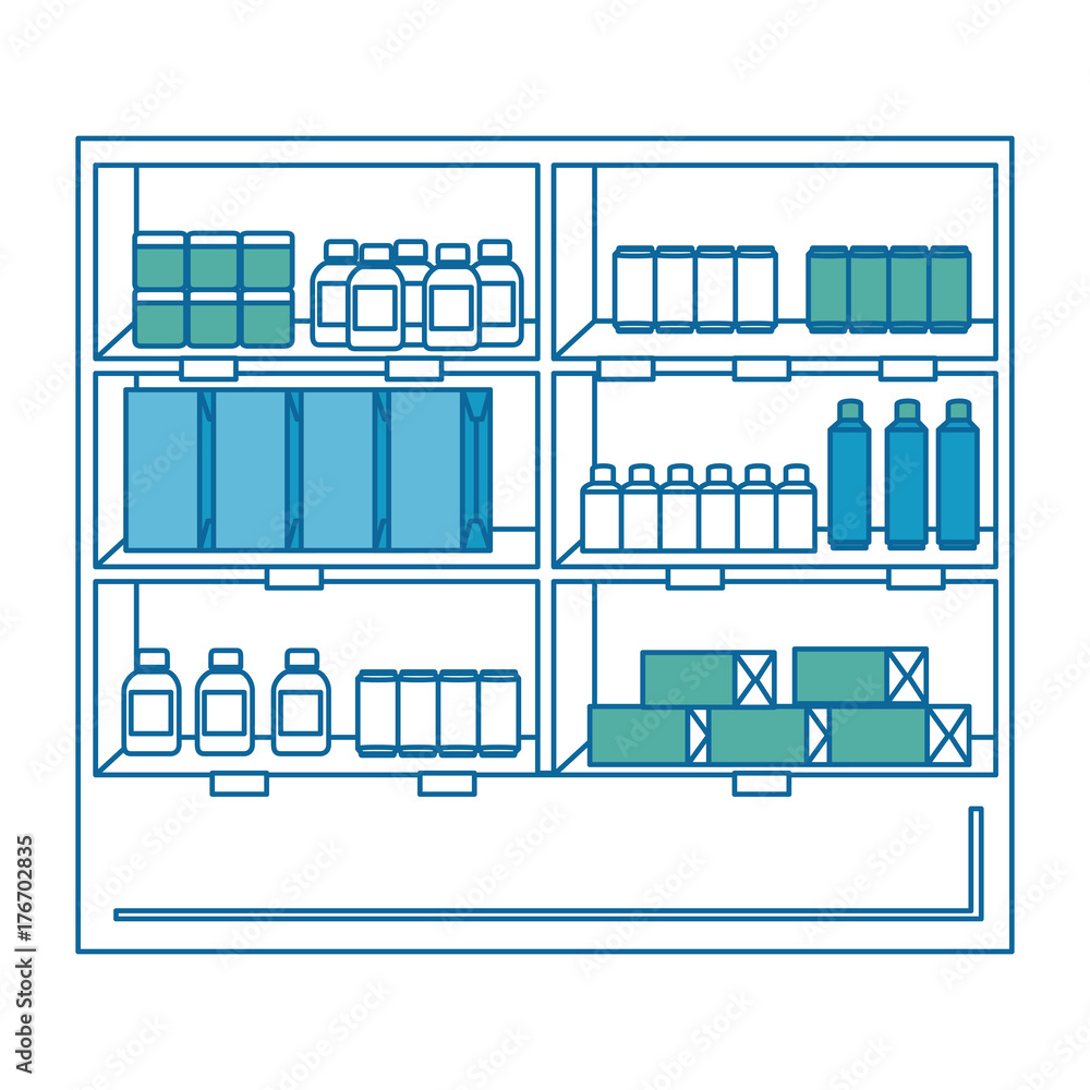 supermarket fridge with products