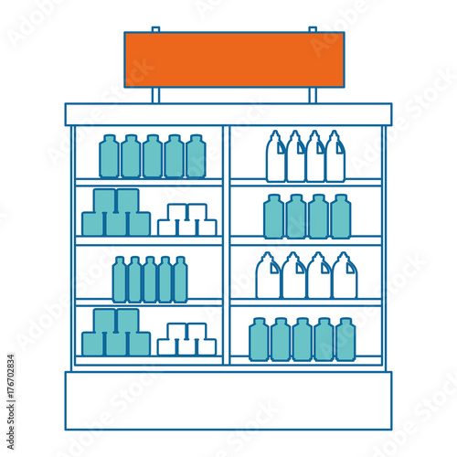 supermarket fridge with products