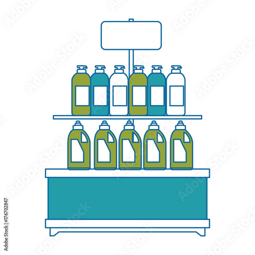 supermarket shelf with products